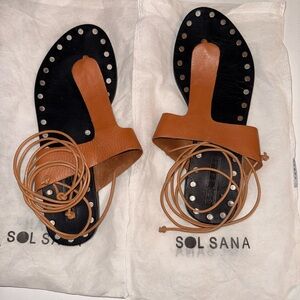 Sol Sana Black and Tan Leather Sandals